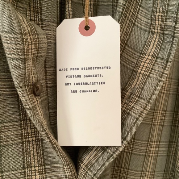 STATE Artist Smock sleeveless buttondown green plaid lightweight collectors item - Picture 5 of 13